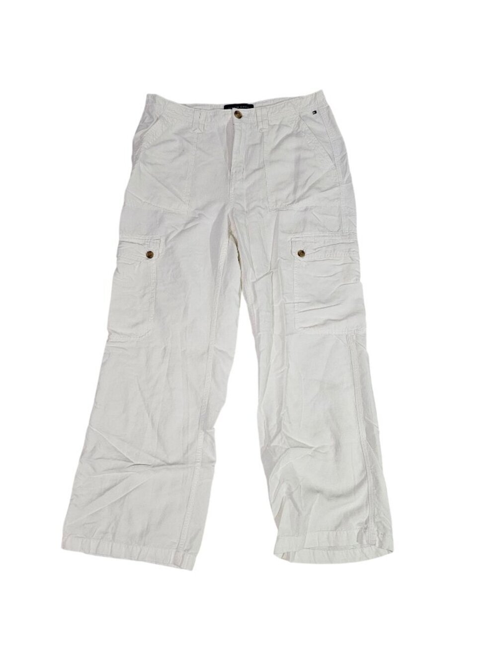 Tommy Hilfiger Womens White Cargo Pants Size 10 Relaxed Fit With Pockets